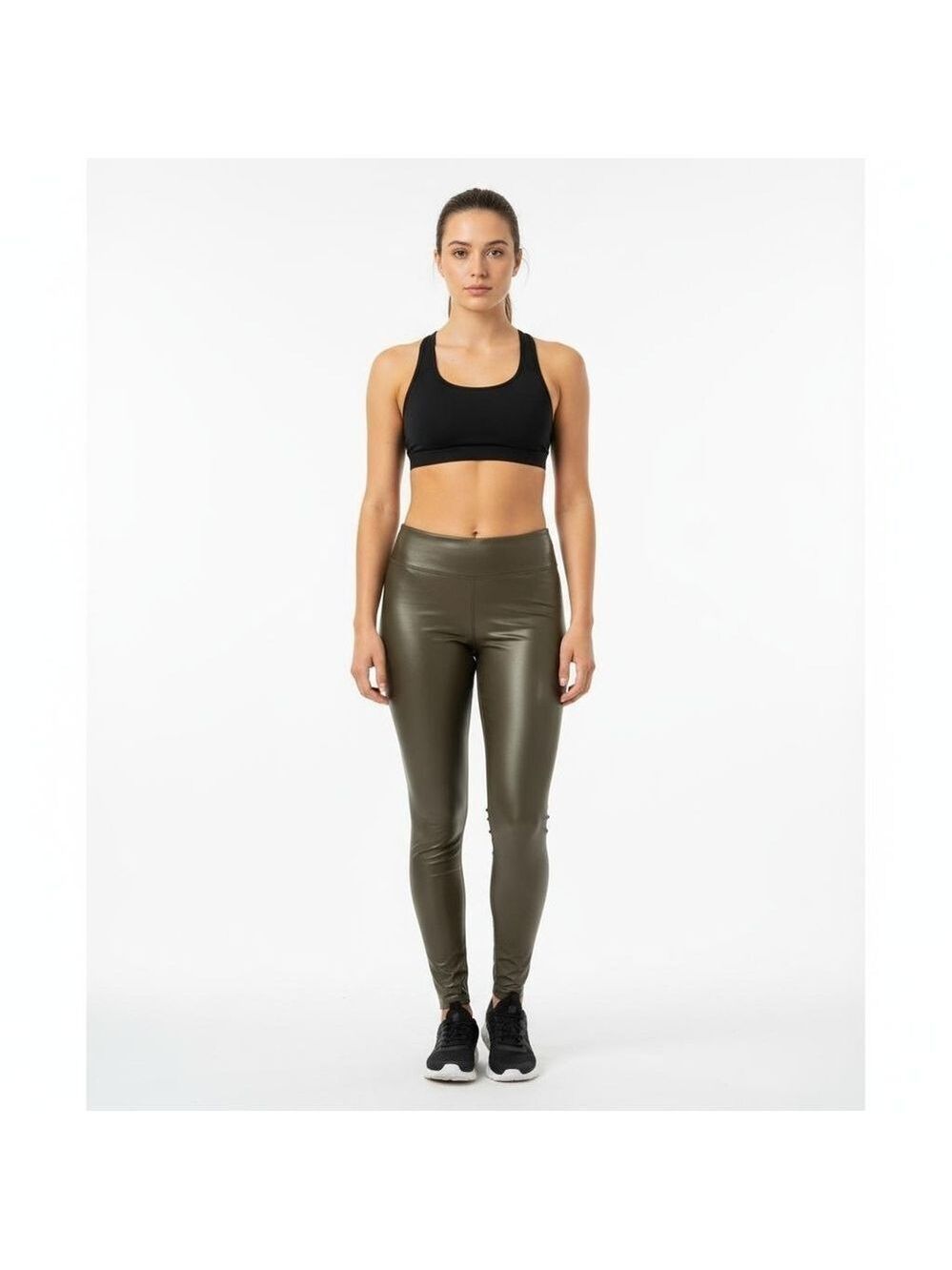 Aerie Offline Feel Good Green Faux Leather Leggings Size Large